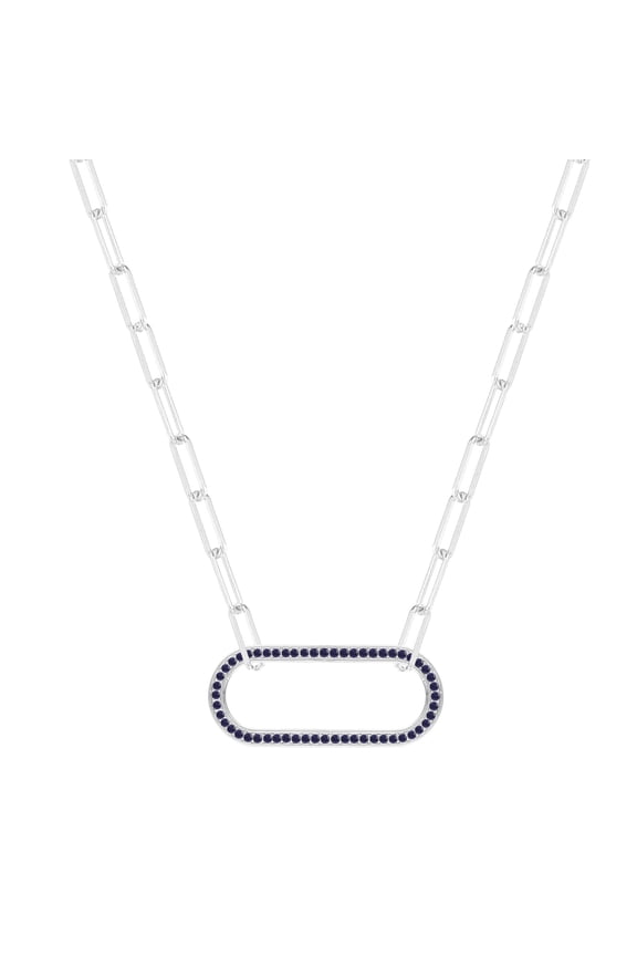 Sapphire Oval Bar Necklace