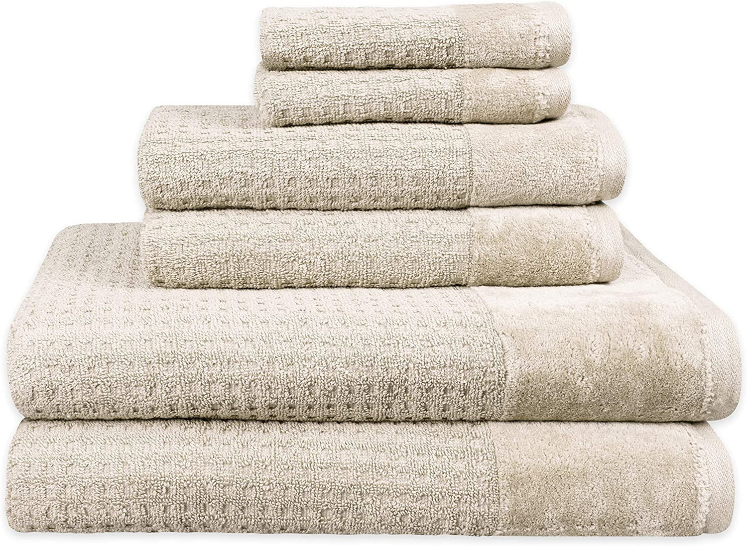 Sapphire Resort White Cotton Plush Bath Towel Set - 6 Piece (Spa Check  Textured) in the Bathroom Towels department at