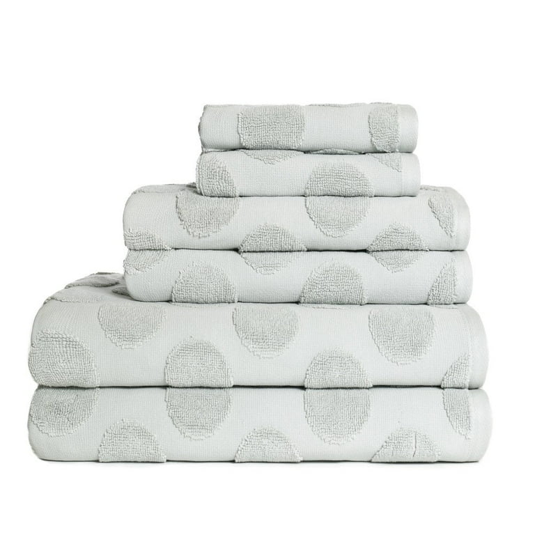 Sapphire Resort Textured Terry Circles 6 Piece Bath Towel Set in Light Grey Walmart