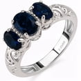 thumbnail image 1 of Sapphire Ring in 925 Sterling Silver Platinum Plating - Promise Birthstone Gemstone Birthday Christmas Gifts - Sapphire Jewelry for Women Size - 6, 1 of 6