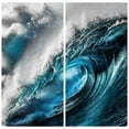 thumbnail image 1 of "Sapphire Sea" Oversized 72"x 36" Frameless Free-Floating Reverse Printed Tempered Art Glass Set, 1 of 4