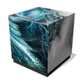 thumbnail image 1 of "Sapphire Sea" Reverse Printed Beveled Art Glass Lamp Table with Black Plinth Base, 1 of 6