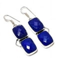 thumbnail image 1 of Sapphire(Simulated) Gemstone Handmade 925 Sterling Silver Earring 2.17", 1 of 2