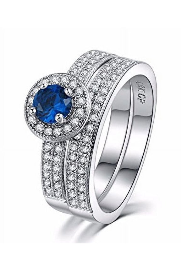 Sapphire Simulated Micro Inserted Band Ring Size 5