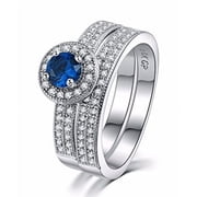 Sapphire Simulated Micro Inserted Band Ring Size 9