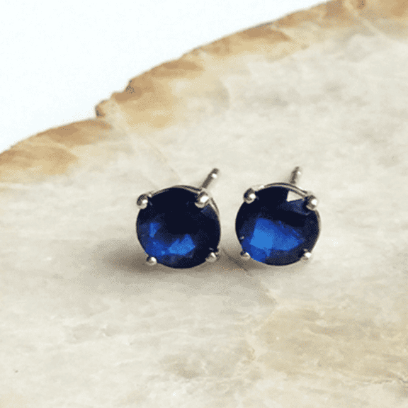 Sterling Silver Sapphire Stud Earrings