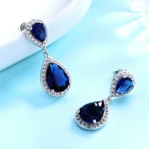 Sapphire Teardrop Drop & Dangle Earrings with Swarovski Crystal