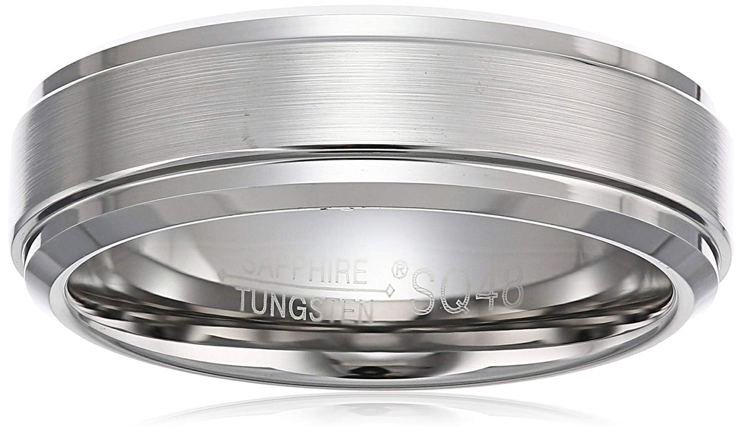 Sapphire Tungsten 7mm Diamond Finish Etched Edge Comfort Fit Wedding Bands Rings for Men, Size 11.5