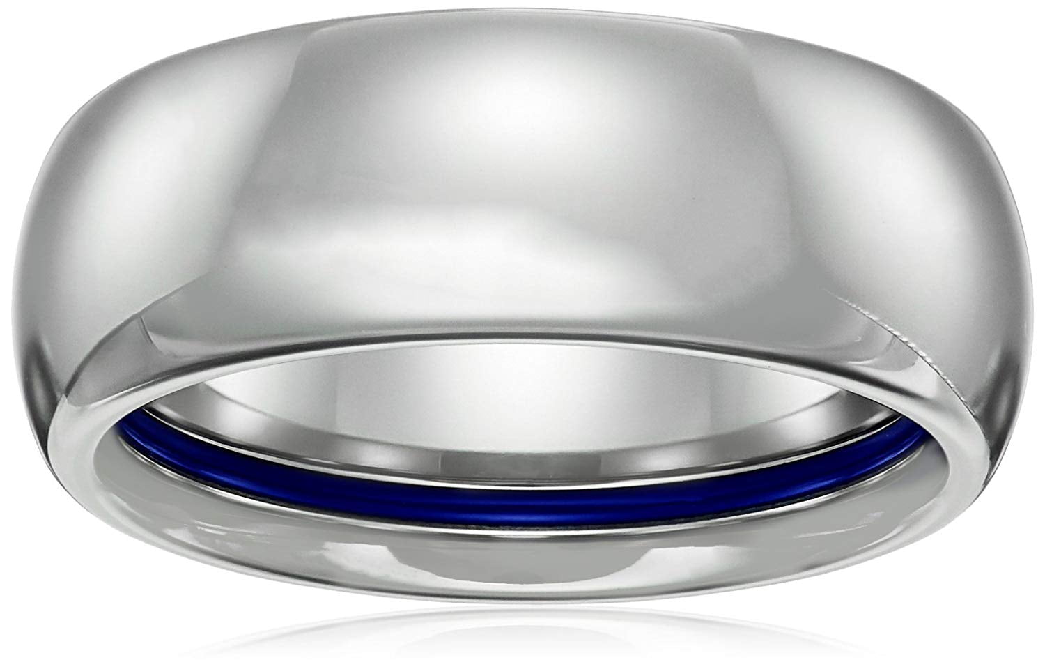 Sapphire Tungsten 8mm Classic Oval with Cobalt Inner Stripe Comfort Fit Wedding Bands Rings for Men, Size 9