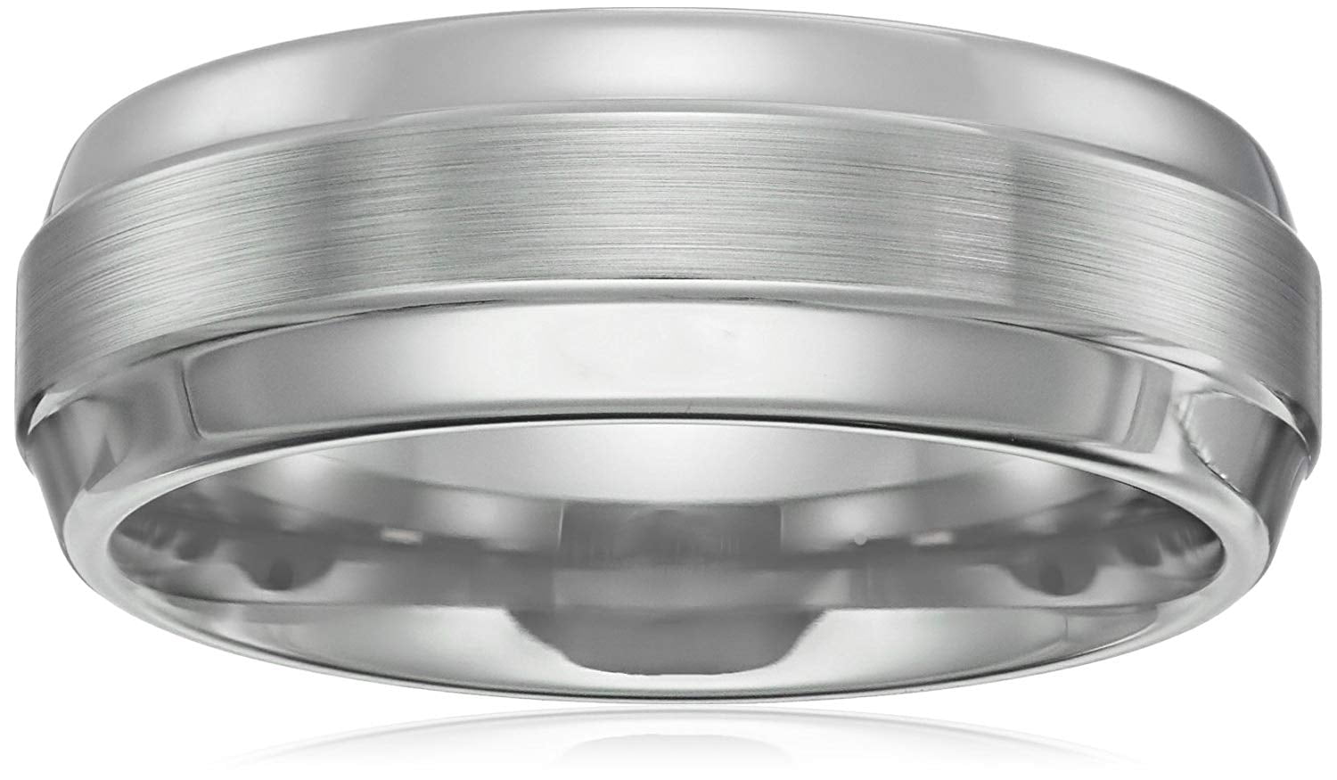 Sapphire Tungsten 8mm High Polish and Diamond Finish Comfort Fit Wedding Bands Rings for Men, Size 10.5