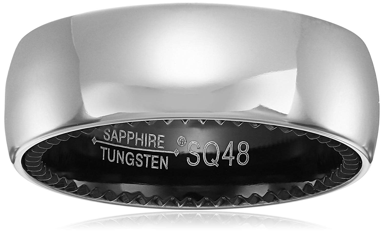 Sapphire Tungsten and Titanium 8mm Black Interior Classic Satin Finish Comfort Fit Wedding Bands Rings for Men, Size 10