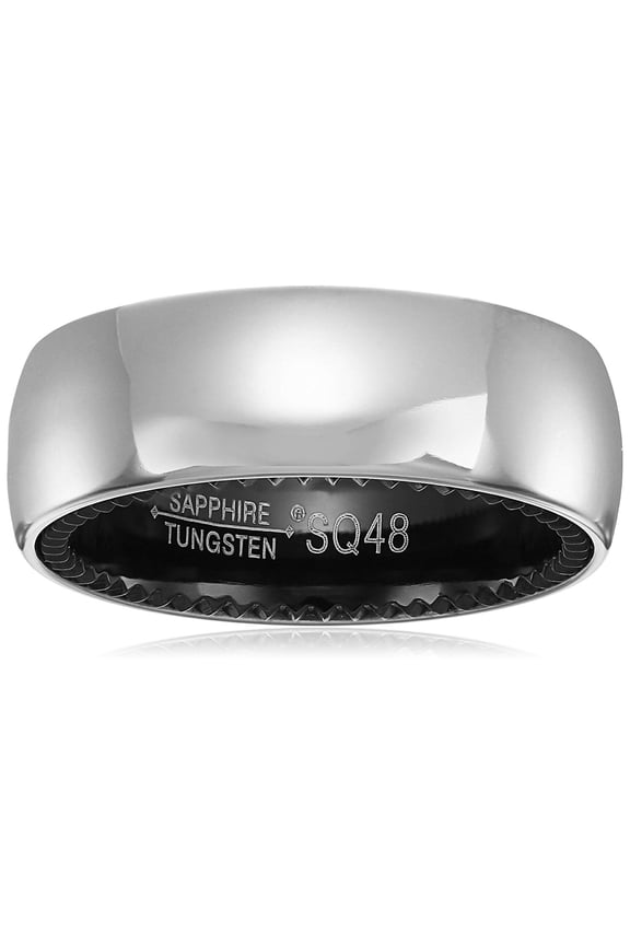 Sapphire Tungsten and Titanium 8mm Black Interior Classic Satin Finish Comfort Fit Wedding Bands Rings for Men, Size 10