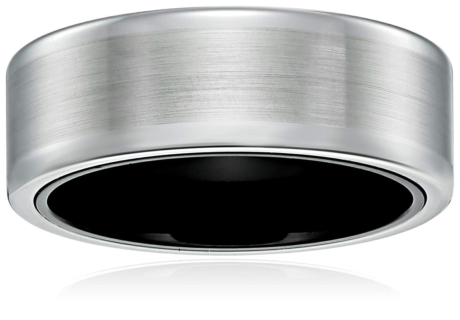 Sapphire Tungsten and Titanium 8mm Black Interior Satin Finish Wedding Bands Rings for Men, Size 8