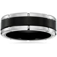 thumbnail image 1 of Sapphire Tungsten and Titanium 8mm Etched Design with Black Center Band Comfort Fit Wedding Bands Rings for Men, Size 11.5, 1 of 4