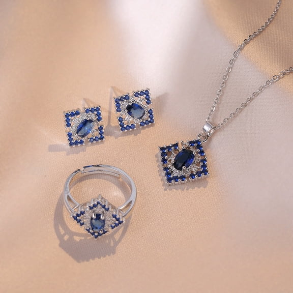 Sapphire Zircon Flower Special Interest Light Luxury Design Pendant Elegant Outfit