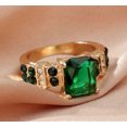 thumbnail image 1 of Sapphire Zircon Ring Colorful Explosion Design Copper Band Geometric European Style Sizes 6 7 8 9 10 Chic Ring, 1 of 6