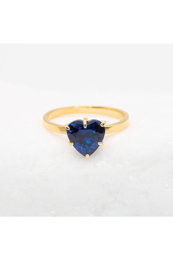 Sapphire ring, Heart cut gemstone ring, wedding ring, Gold Plated 925 silver ring