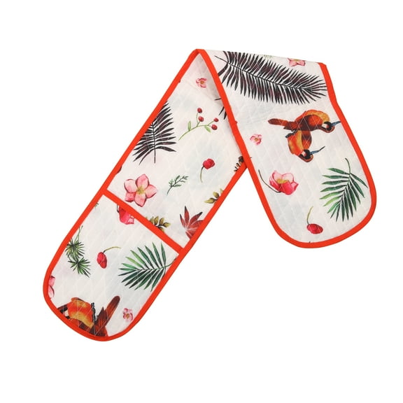 Sapphire-web Multicolor Mykona Bird Print Pure Cotton 1 Piece Double Oven Mitt 7.5 Inch by 35 Inch