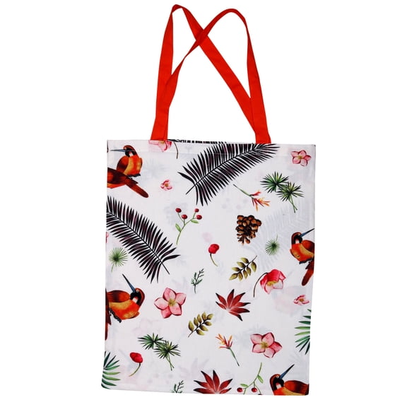 Sapphire-web Multicolor Mykona Bird Print Pure Cotton 1 Piece Tote Bag 15 Inch By 18 Inch