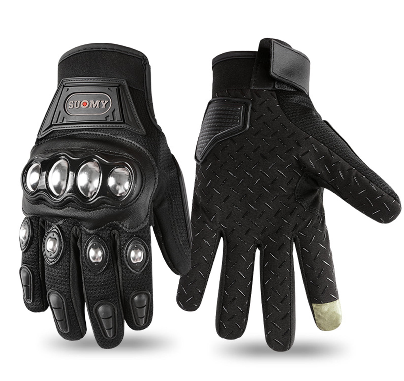 SapphireShack Motocycle Gloves, Nylon Motorcycle Gloves, Stainless Steel Shell Breathable Lightweight Motorcyle Gloves, Touchscreen Motorcycle Riding Gloves for Road Racing( Black,2XL,1 Pairs)