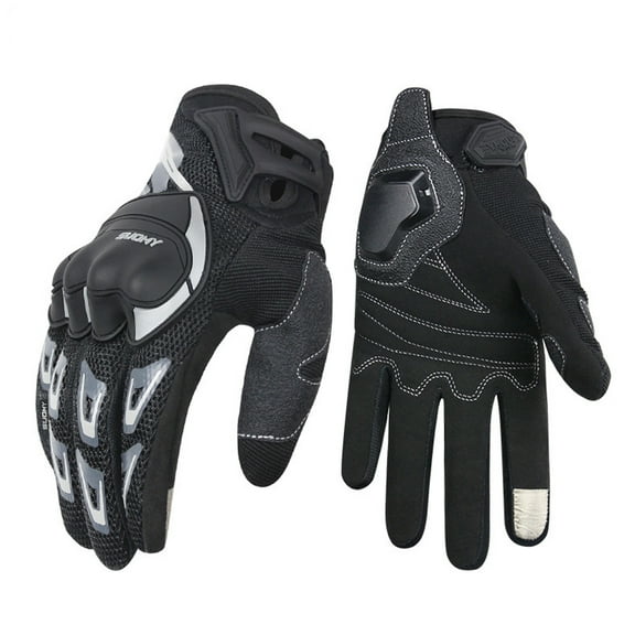 SapphireShack Motocycle Gloves With Reflective, Motorcycle Gloves for Summer, Hard Shell Breathable Lightweight Motorcyle Gloves, Touchscreen Motorcycle Riding Gloves for Road Racing(Black,L,1 Pairs)