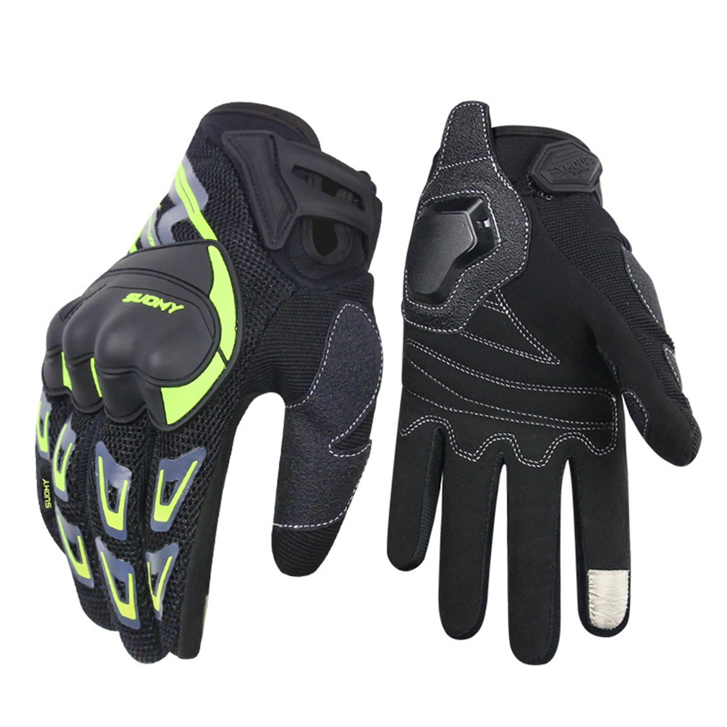 SapphireShack Motocycle Gloves With Reflective, Motorcycle Gloves for Summer, Hard Shell Breathable Lightweight Motorcyle Gloves, Touchscreen Motorcycle Riding Gloves for Road Racing(Green,XL,1 Pairs)