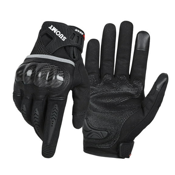 SapphireShack Motorcycle Gloves, Carbon Fiber Shell Motocycle Gloves,Breathable Lightweight Motorcyle Gloves,Touchscreen Motorcycle Riding Gloves for Road Racing, Motocross, Cycling(Black,M,1 Pairs)