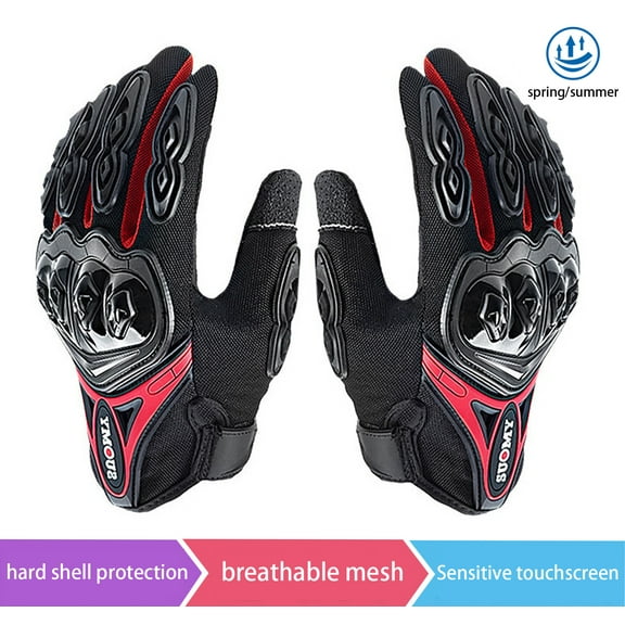SapphireShack Motorcycle Gloves, Motocycle Gloves, PVC Hard Shell Breathable Lightweight Motorcyle Gloves, Touchscreen Motorcycle Riding Gloves for Road Racing, Motocross, Cycling(Red,M,1 Pairs)