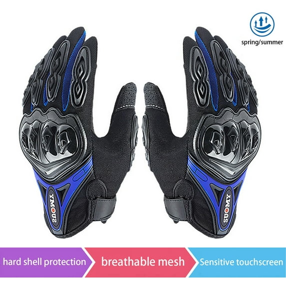 SapphireShack Motorcycle Gloves, Motocycle Gloves, PVC Hard Shell Breathable Lightweight Motorcyle Gloves, Touchscreen Motorcycle Riding Gloves for Road Racing, Motocross, Cycling(Blue,XL,1 Pairs)
