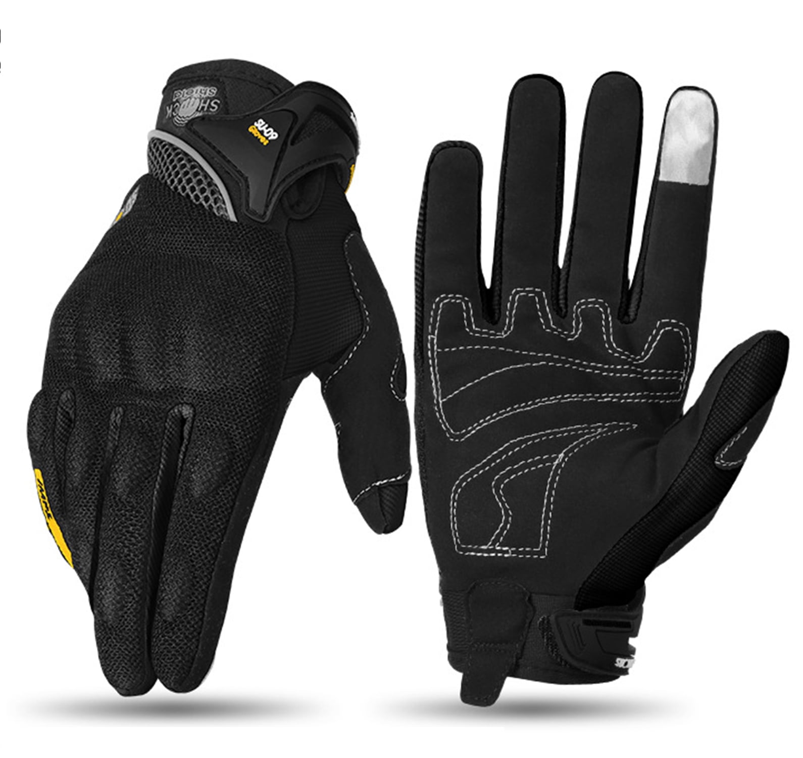 SapphireShack Motorcycle Gloves, Motocycle Gloves, Sponge Breathable Lightweight Motorcyle Gloves, Touchscreen Motorcycle Riding Gloves for Road Racing, Motocross, Cycling(Black,XL,1 Pairs)
