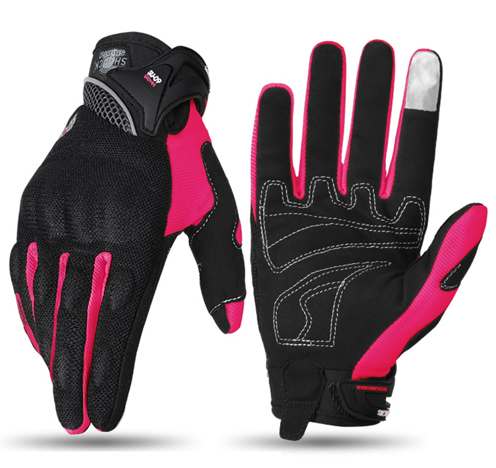 SapphireShack Motorcycle Gloves, Motocycle Gloves, Sponge Breathable Lightweight Motorcyle Gloves, Touchscreen Motorcycle Riding Gloves for Road Racing, Motocross, Cycling(Pink,2XL,1 Pairs)