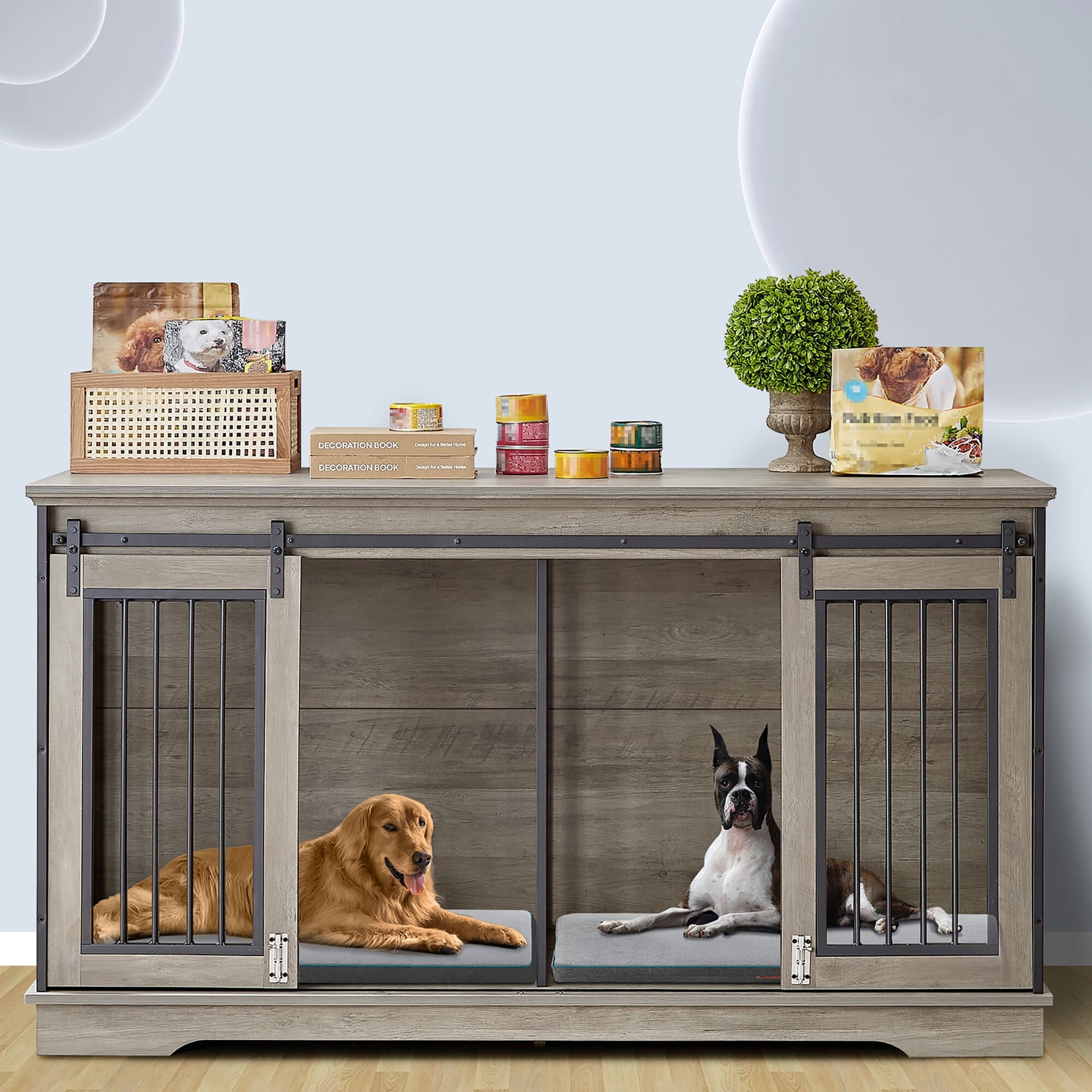 Dog Crate Furniture Farmhouse Double Dog Kennel 37