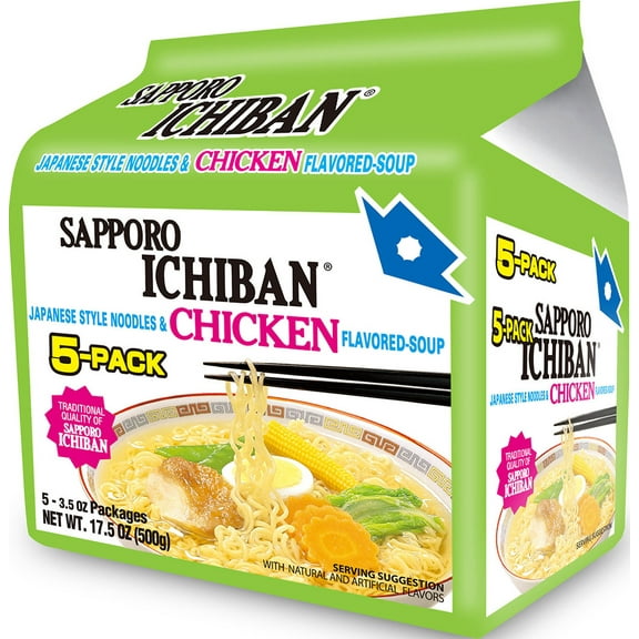 Sapporo Ichiban Chicken Flavor Japanese Style Noodles 5P, 17.50 Oz