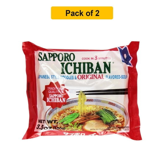 Sapporo Ichiban Japanese Ramen Noodles & Soup 3.5 Oz - 2 Pack