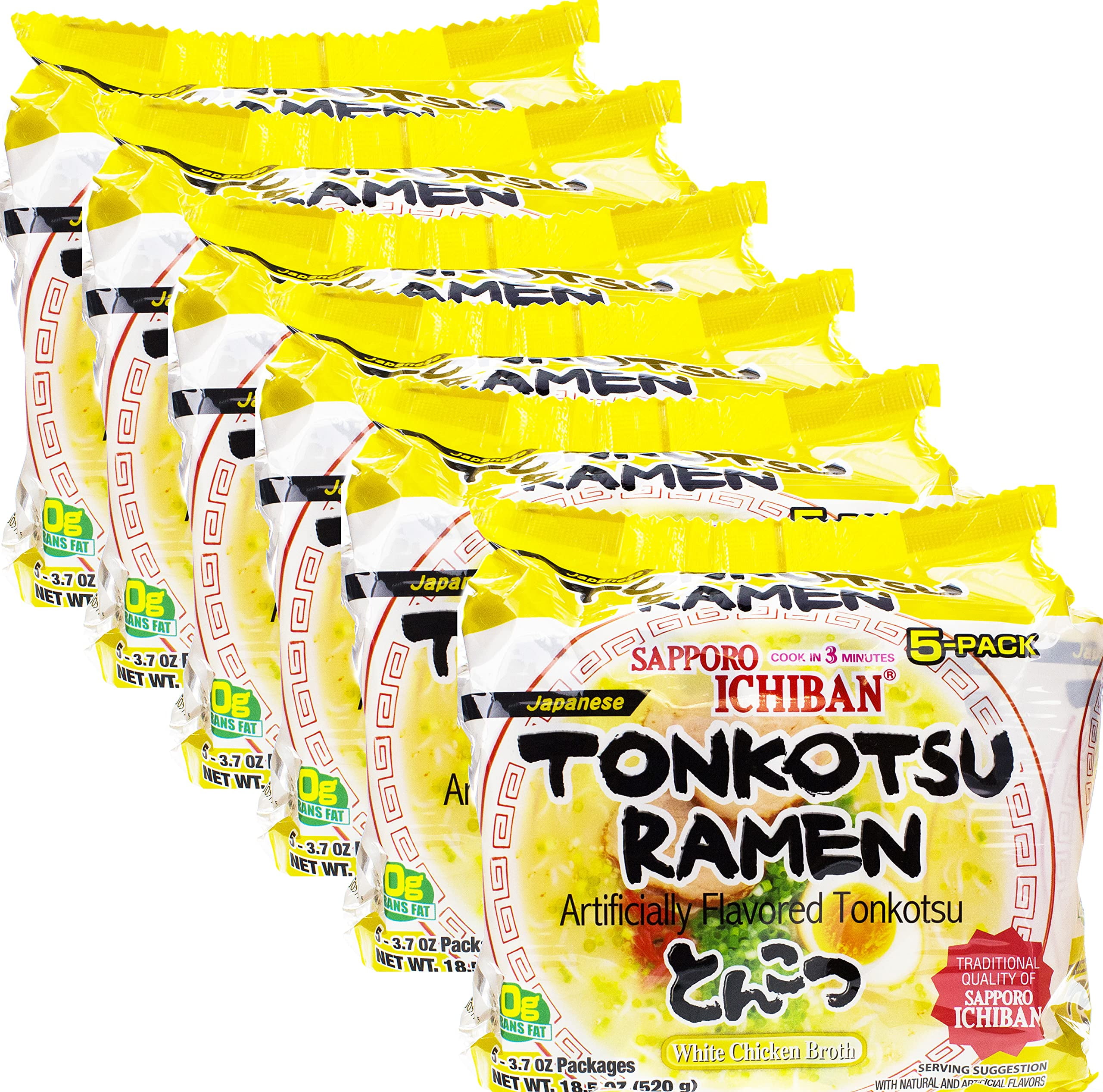 Sapporo Ichiban Ramen Artificially Flavored Tonkotsu, NSD318.5 Ounce, 30 packs of noodles (5x6).