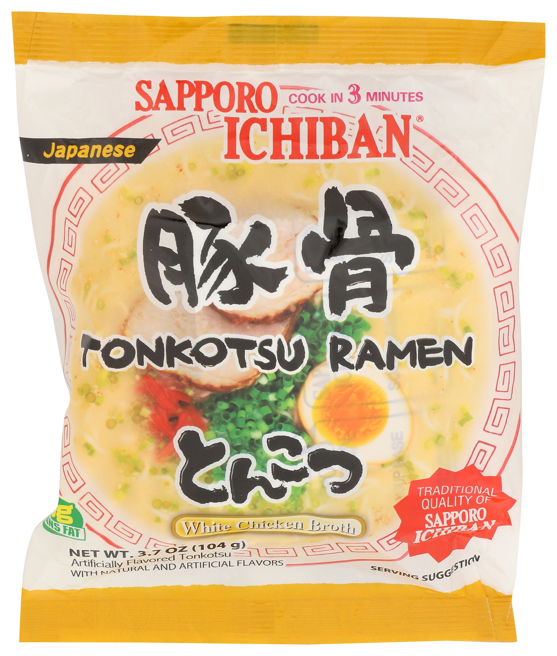 Sapporo Ichiban Tonkotsu Ramen Noodles, 3.7 oz Bag