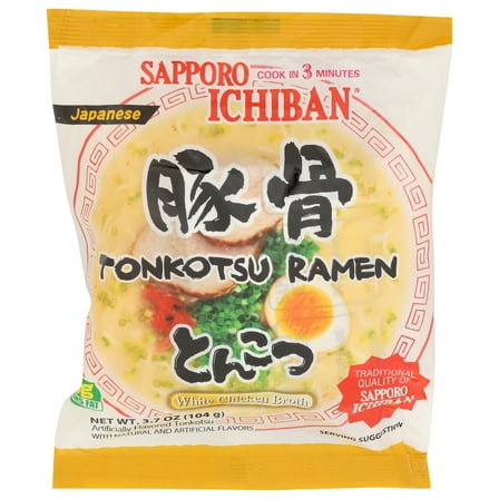 Sapporo Ichiban Tonkotsu Ramen Noodles, 3.7 oz Bag