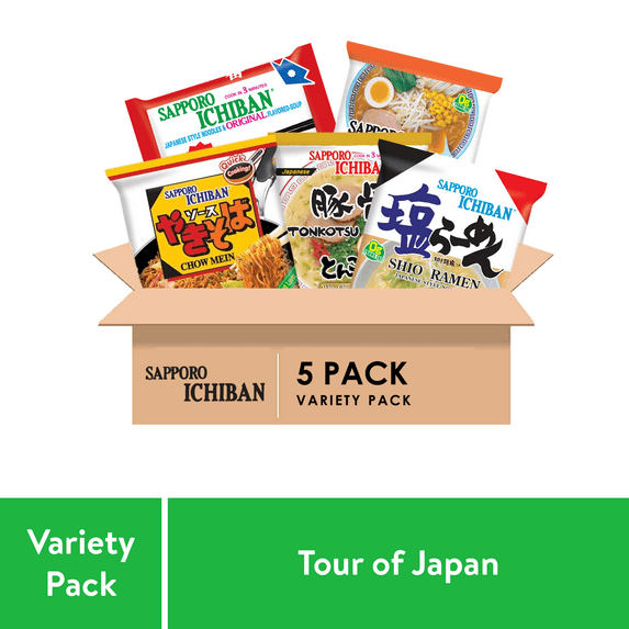 Sapporo Ichiban Tour of Japan Japanese Style Noodles, Variety Pack, 17.95 oz, 5 Pack