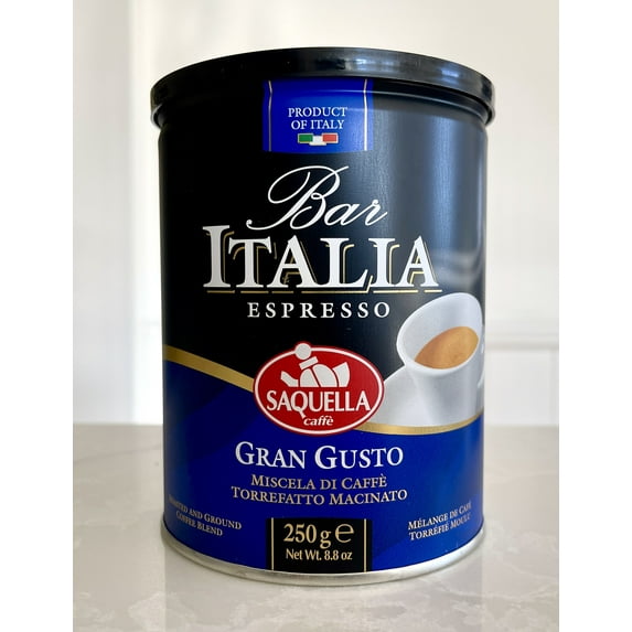 Saquella Coffee Bar Italia Espresso Gran Gusto Blend Ground 8.8 Oz Tin