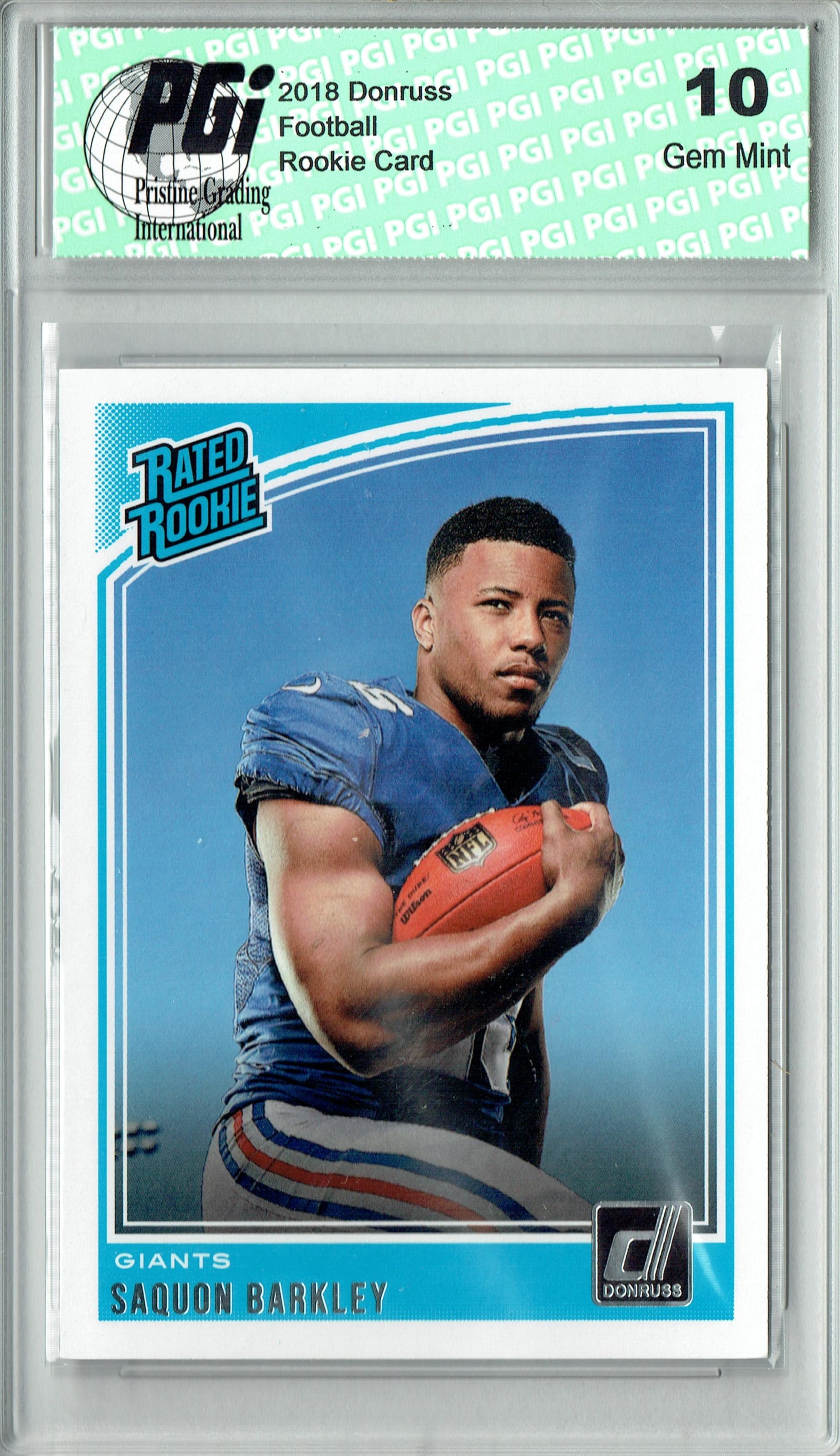 Saquon Barkley 2018 Donruss Football #306 Rated Rookie Card PGI 10