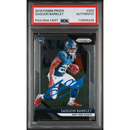 Saquon Barkley 2018 Panini Prizm Rookie Card #202 Auto Graded Authentic PSA 5239
