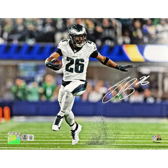 Saquon Barkley Autographed Philadelphia Eagles Signed All-Time Single Game Rushing Record 255 Yards Football 11x14 Photo Beckett Authenticated COA