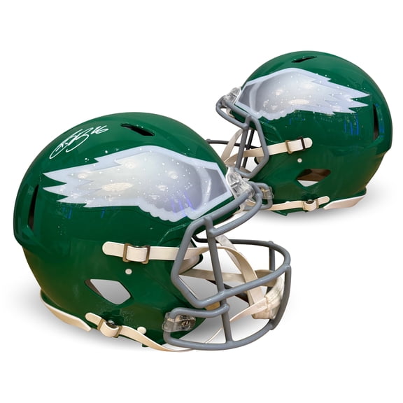 Saquon Barkley Autographed Philadelphia Eagles Signed Full Size Authentic 2023 Throwback Helmet Beckett Authenticated COA