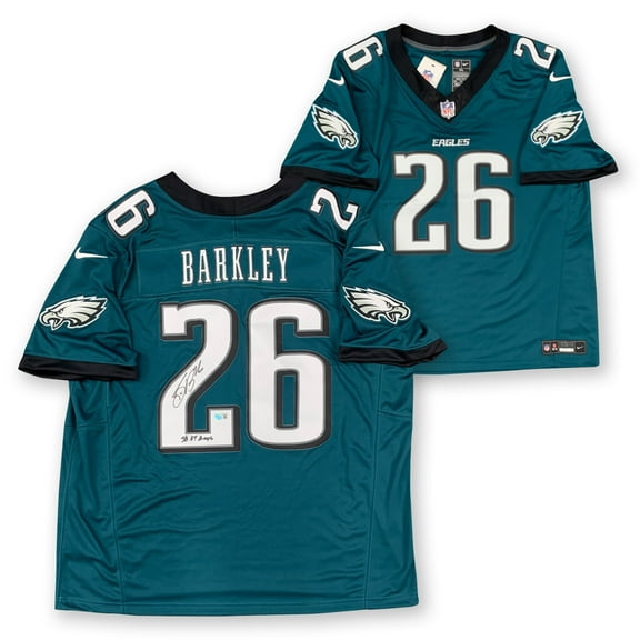 Saquon Barkley Autographed Philadelphia Eagles Super Bowl 59 Champs Signed Nike Limited Football Jersey Beckett COA B