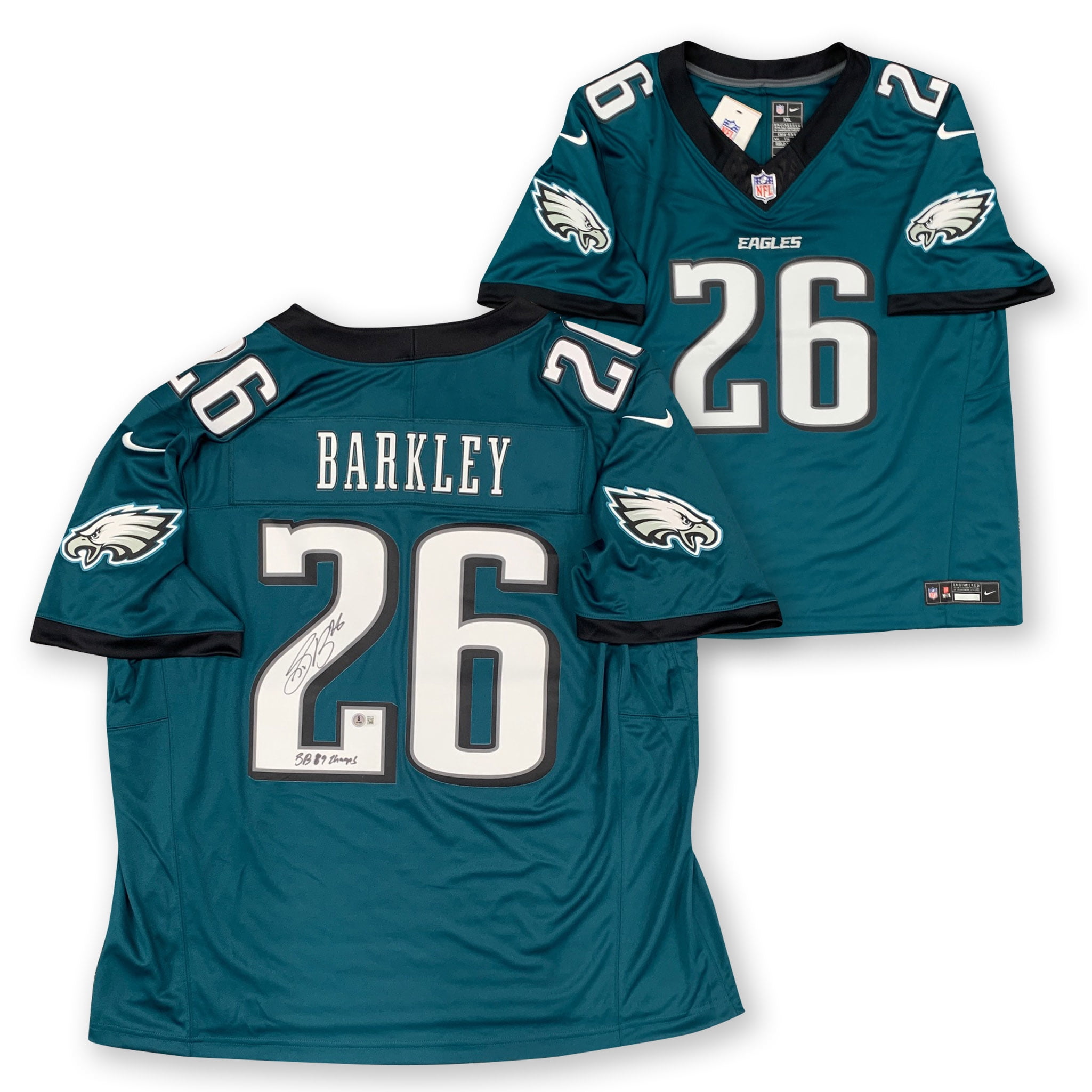 Saquon Barkley Autographed Philadelphia Eagles Super Bowl 59 Champs Signed Nike Limited Football Jersey Beckett COA C
