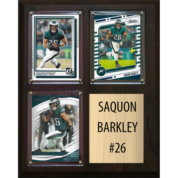 Saquon Barkley Philadelphia Eagles Fan Gift Plaque 8x10 3 Cards Topps Donruss Panini 2024 2025 2026