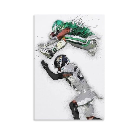 Saquon Barkley Poster 12 American Football Painting Canvas Wall Art Print For Room Aesthetic And Decor Poster For Bedroom Office Home Dorm Kitchen Bathroom Decor