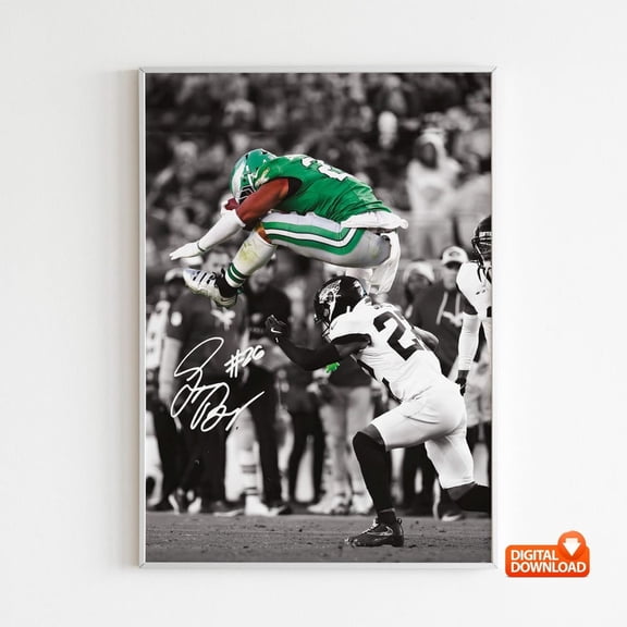Saquon Barkley Poster Signed Football Poster Home Decor Vintage Gift Living Room Dercor