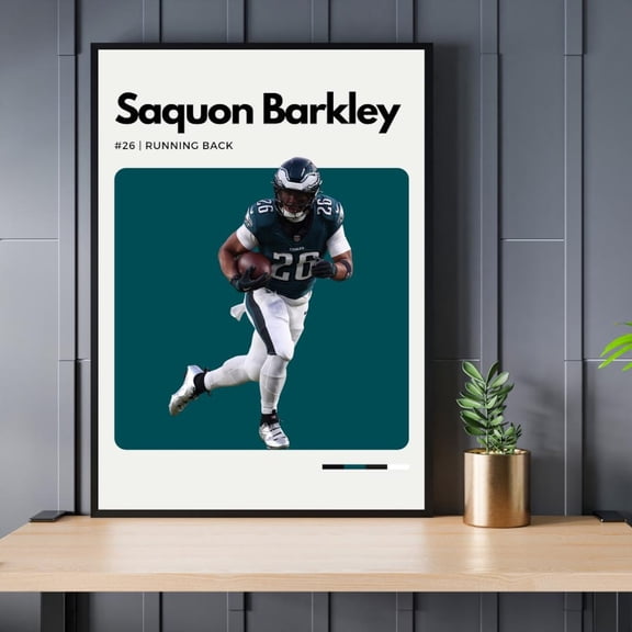 Saquon Barkley Print, Philadelphia Eagles Running Back, Unframed Poster Size 8x12