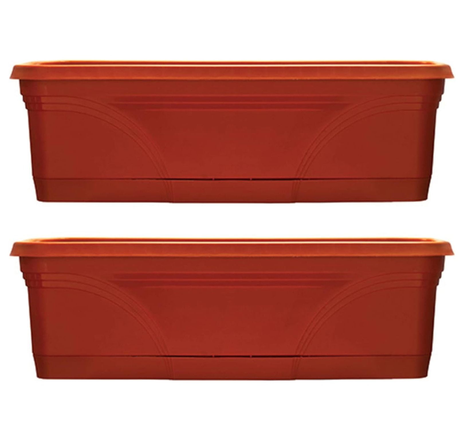 Terracotta Medallion 36" Rectangular Hanging Planter Duo